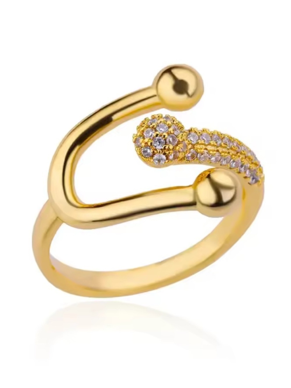 Horseshoe Gold Crystal-Accented Open Ring - Picture 5 of 6
